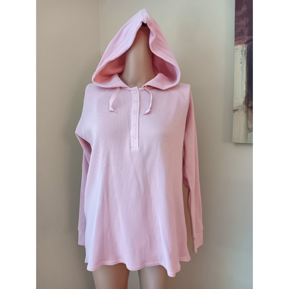 VICTORIA'S SECRET VS TEE SHOP Medium Pink Oversized Hoodie Cotton Waffle